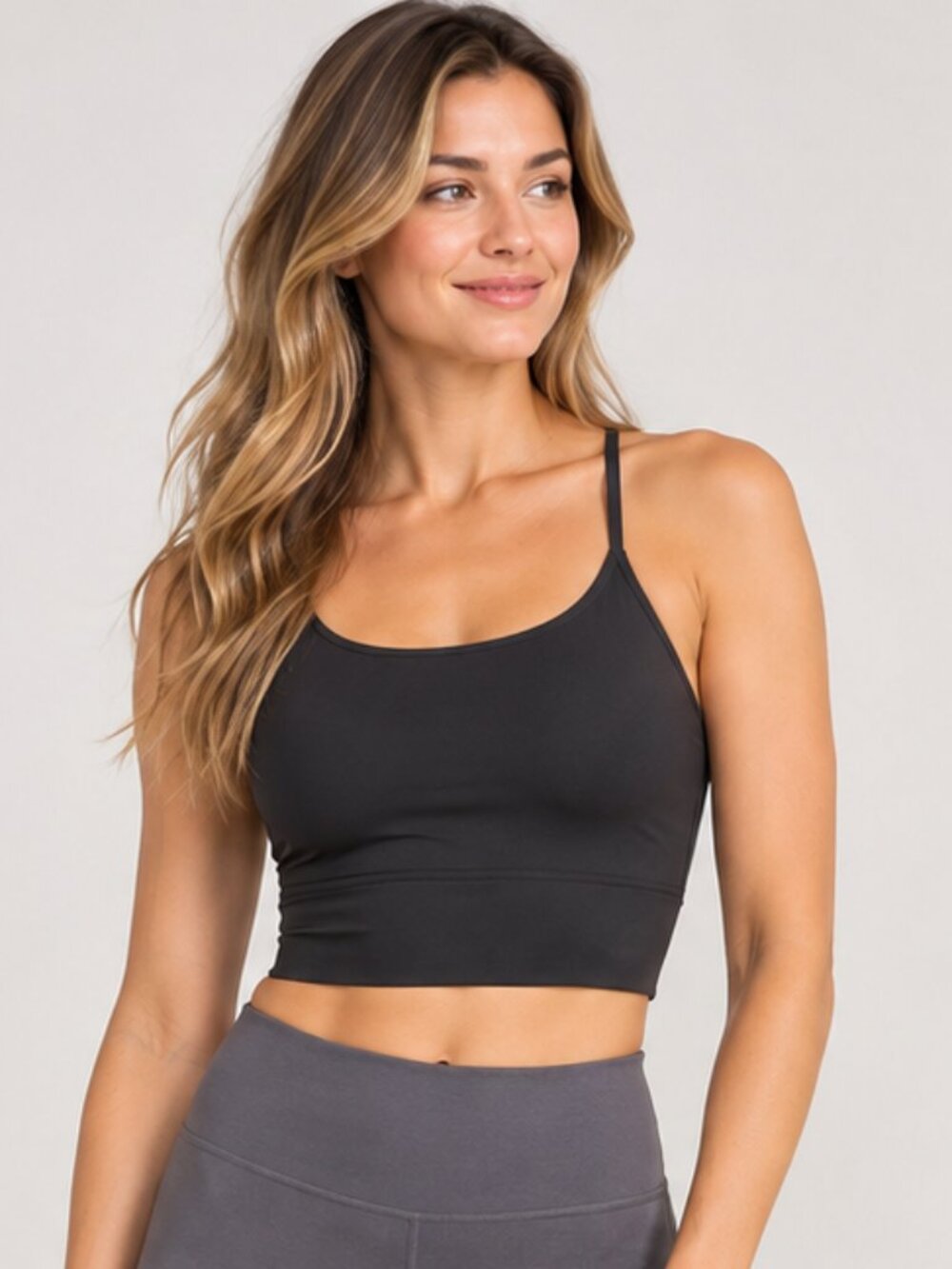 Old Navy Active PowerSoft Longline Sports Bra Black M Y2K Athleisure